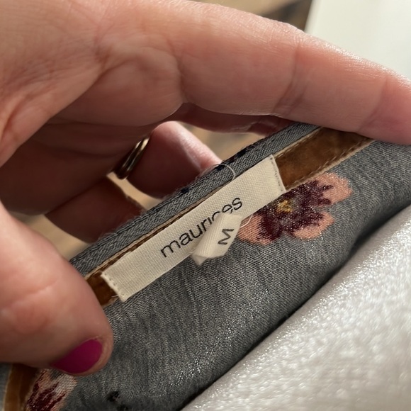 Maurices peasant blue balloon sleeve crop top blouse size M - Picture 6 of 7